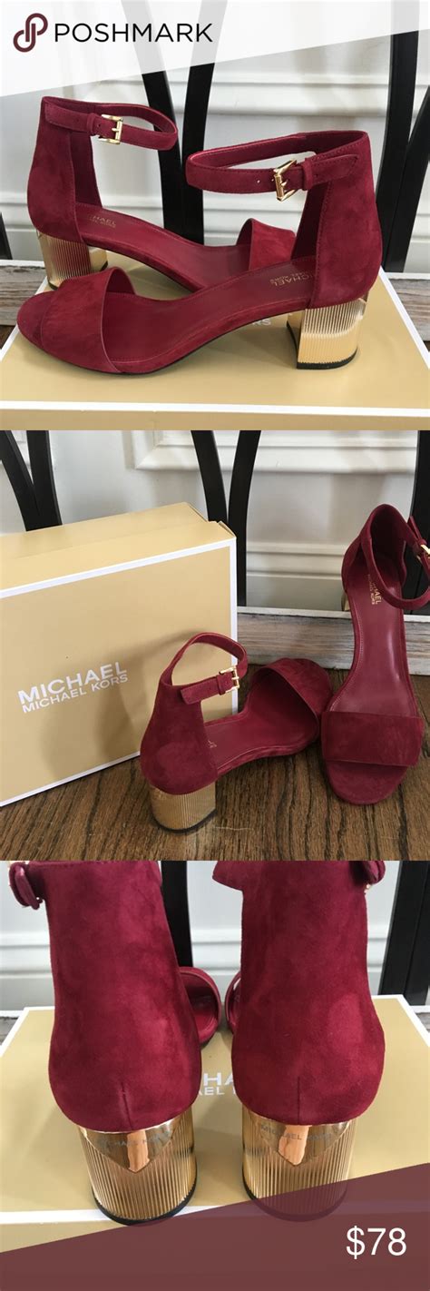 michael kors gold block heel